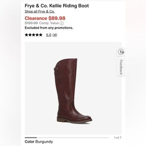 NWOT FRYE AND CO. Burgundy Riding Boots